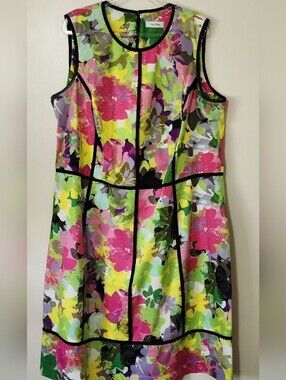 Calvin Klein Sleeveless Sheath Dress Floral Watercolor Bloomcore Vacation Sz 16